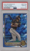 James Wood from the 2022 Bowman Sapphire Edition set graded by PSA and given an overall grade of 10.