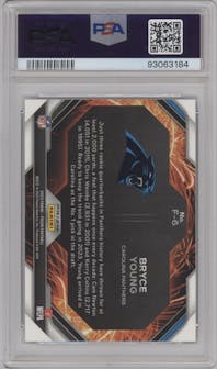 Bryce Young from the 2023 Panini Prizm set featuring a Green Ice parallel graded by PSA and given an overall grade of 9.