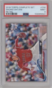 Shohei Ohtani from the 2018 Topps Complete Set set graded by PSA and given an overall grade of 9.