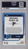 Michael Penix Jr.  from the 2024 Donruss set featuring a Football Emoji parallel graded by PSA and given an overall grade of 9.
