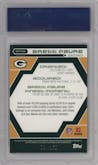 Brett Favre from the 2006 Topps Finest set featuring a Blue X-Fractor parallel graded by PSA and given an overall grade of 9.