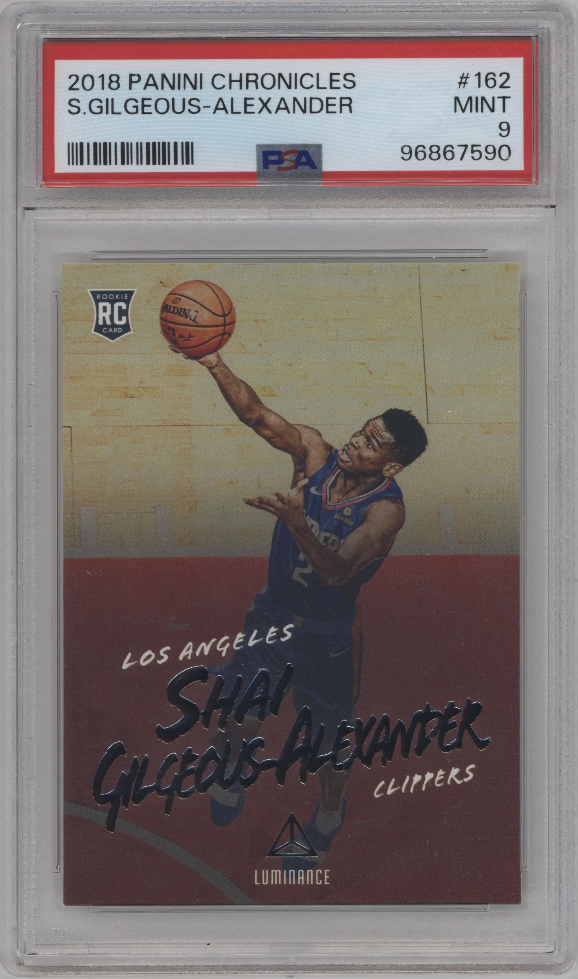 2018 Panini Chronicles Luminance Shai Gilgeous-Alexander #162 PSA 9