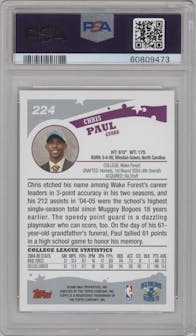 Chris Paul from the 2005-06 Topps set graded by PSA and given an overall grade of 10.