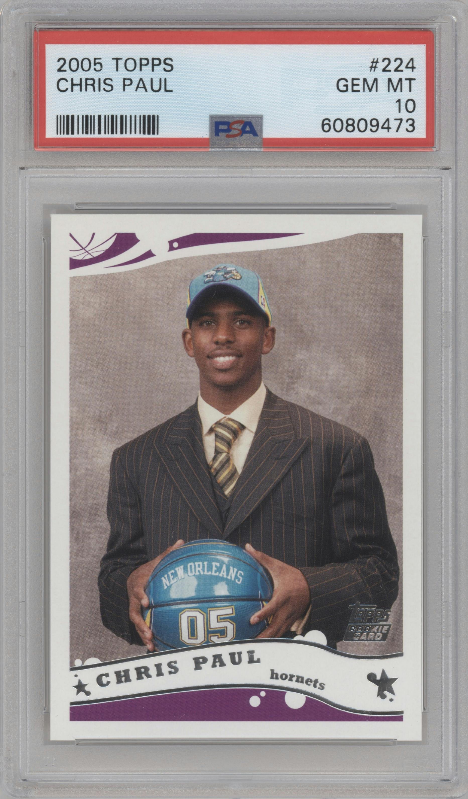 Chris Paul from the 2005-06 Topps set graded by PSA and given an overall grade of 10.