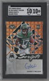 Garrett Wilson from the 2022 Panini Mosaic set featuring a Orange parallel graded by SGC and given an overall grade of 10.