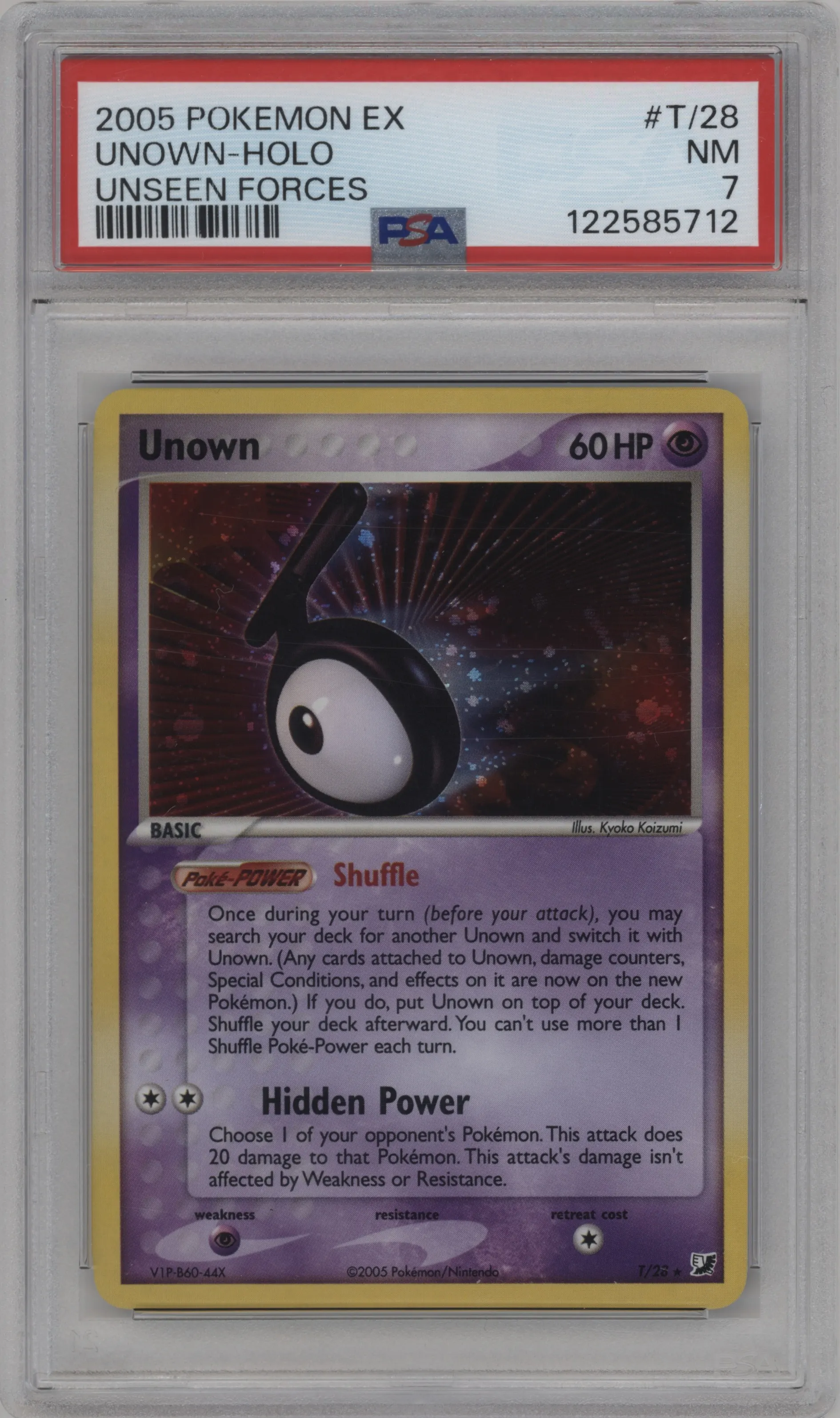 2005 Pokemon EX Unseen Forces UC Unown #T/28 PSA 7