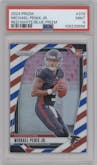 Michael Penix Jr. from the 2024 Panini Prizm set featuring a Red/White/Blue Prizm parallel graded by PSA and given an overall grade of 9.