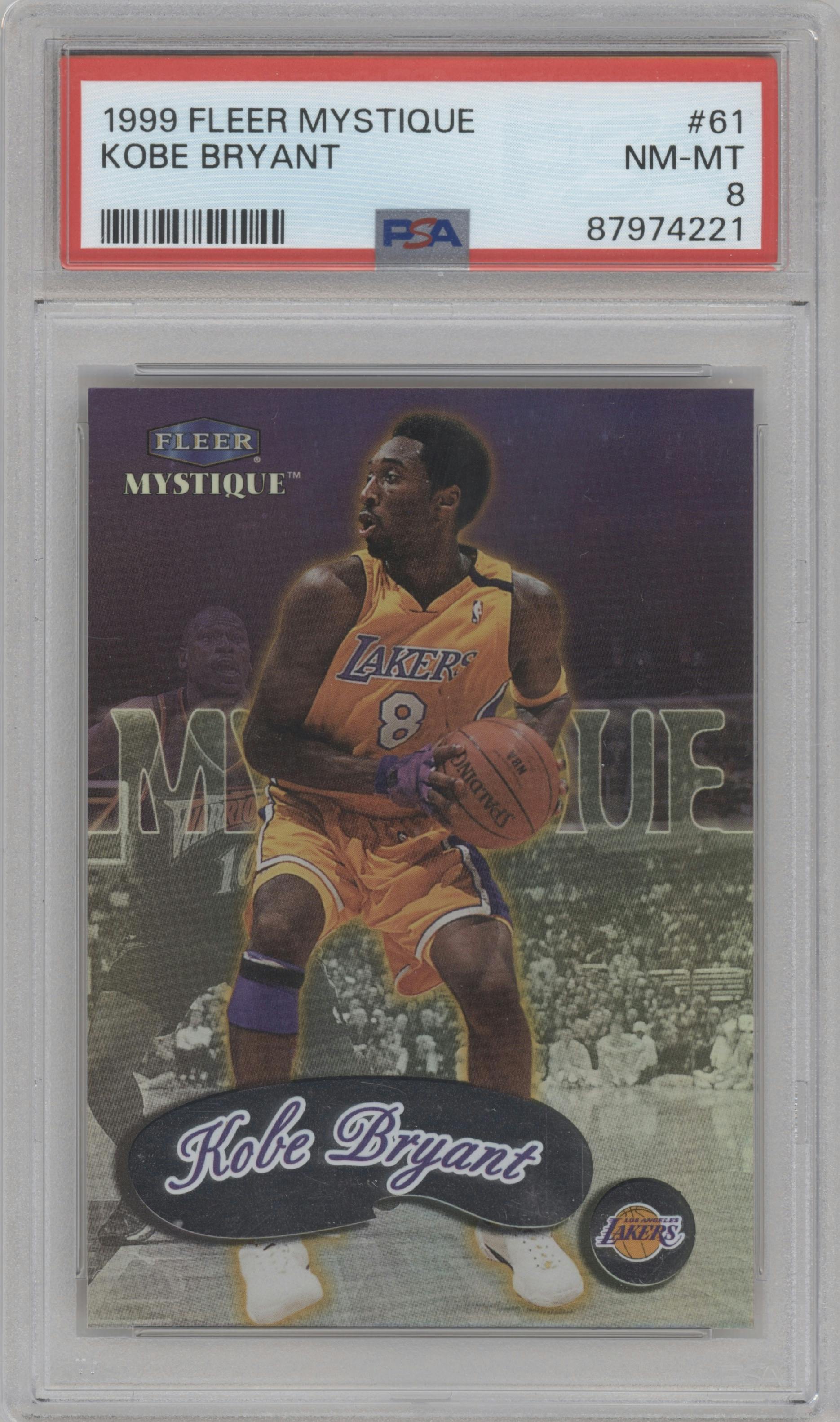 Kobe Bryant from the 1999-00 Fleer Mystique set graded by PSA and given an overall grade of 8.