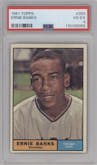 Ernie Banks from the 1961 Topps set graded by PSA and given an overall grade of 4.