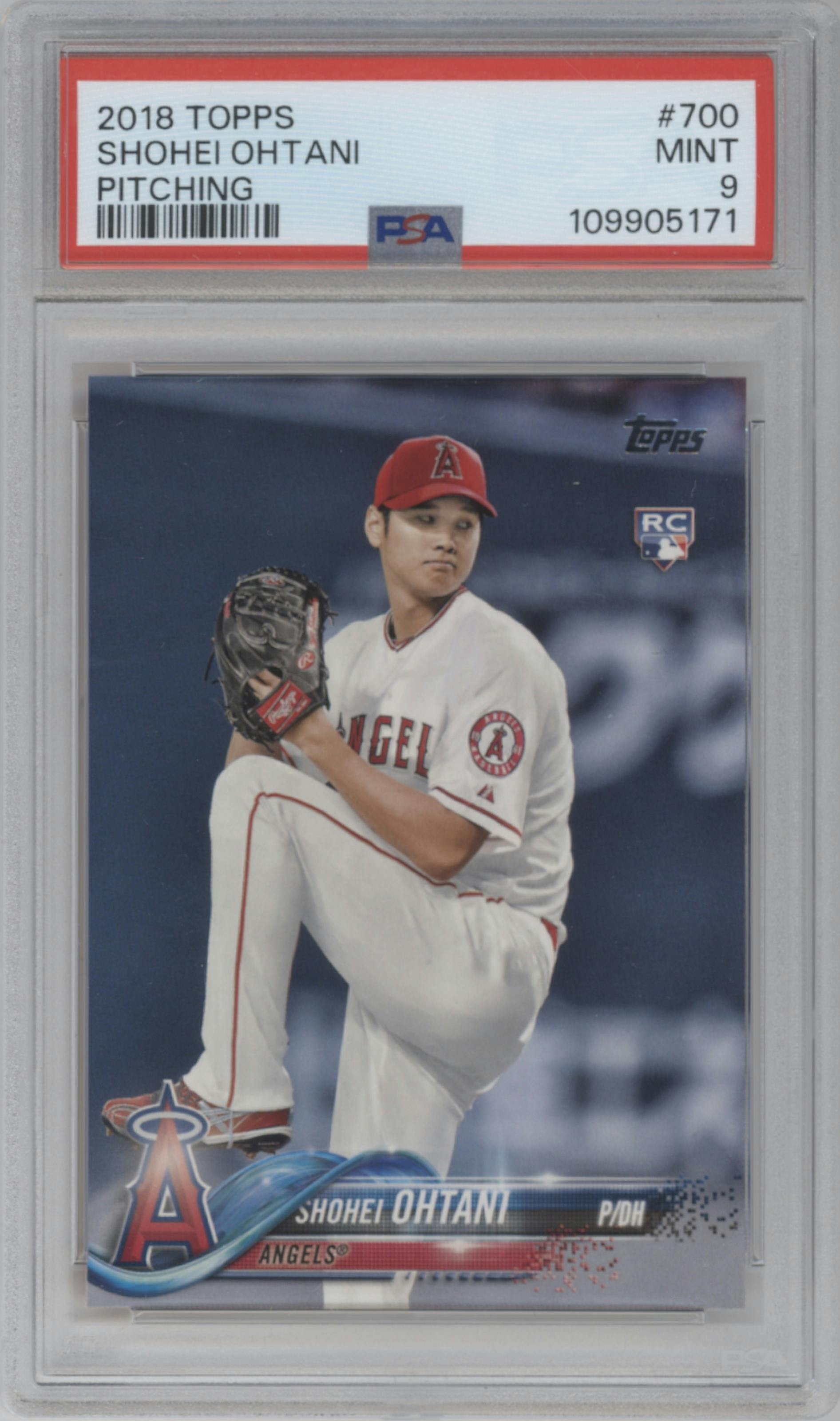 Shohei Ohtani from the 2018 Topps Series 2 set graded by PSA and given an overall grade of 9.