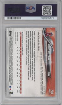 Shohei Ohtani from the 2018 Topps Series 2 set graded by PSA and given an overall grade of 9.