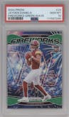 Jayden Daniels from the 2024 Panini Prizm set featuring a Green Wave parallel graded by PSA and given an overall grade of 10.