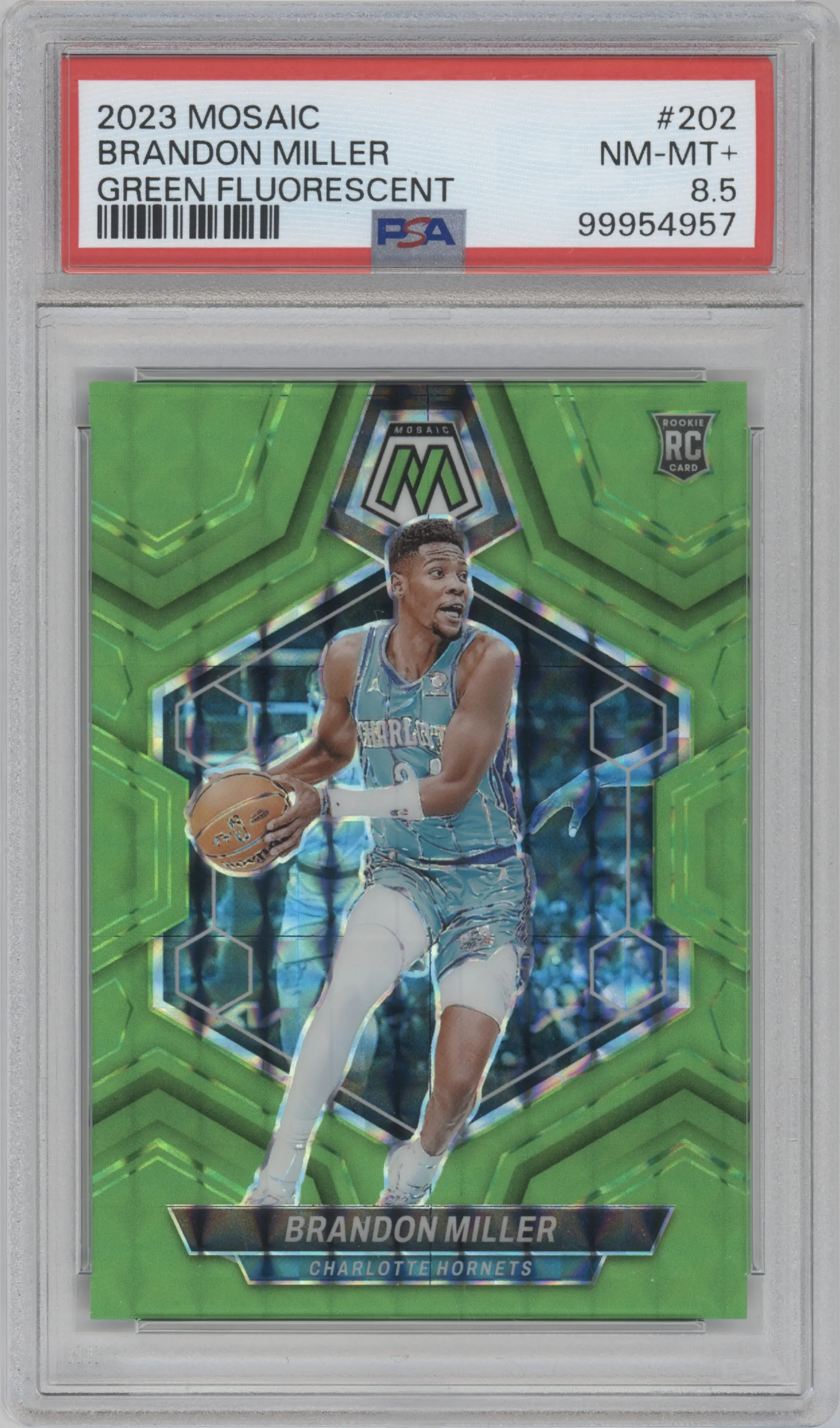 2023 Panini Mosaic Brandon Miller Green Fluorescent PSA 8.5