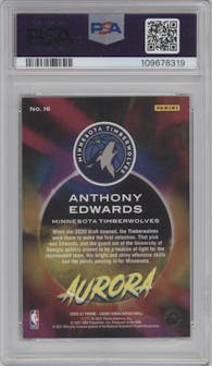 Anthony Edwards from the 2020-21 Panini Court Kings set graded by PSA and given an overall grade of 9.