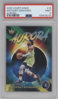 Anthony Edwards from the 2020-21 Panini Court Kings set graded by PSA and given an overall grade of 9.