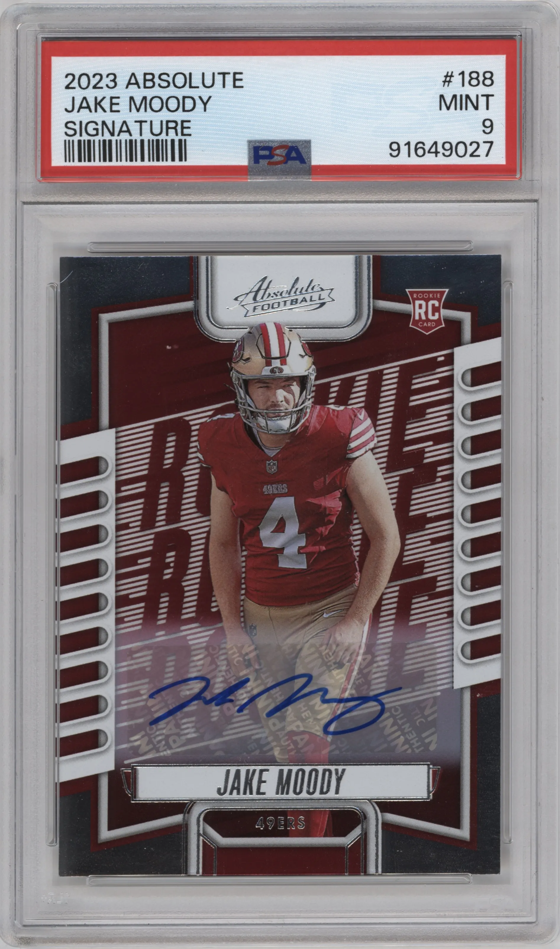2023 Panini Absolute Sig.Rke. Jake Moody #188 PSA 9