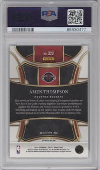 Amen Thompson from the 2023-24 Panini Select  set featuring a Green Ice parallel graded by PSA and given an overall grade of 10.