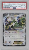 Tornadus EX from the 2013 Pokemon B&W Promo set featuring a Legendary Treasures Prerelease Staff parallel graded by PSA and given an overall grade of 8.