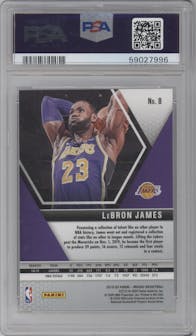 LeBron James from the 2019-20 Panini Mosaic  set graded by PSA and given an overall grade of 10.