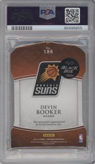 Devin Booker from the 2015-16 Panini Preferred set featuring a Black Box parallel graded by PSA and given an overall grade of 9.