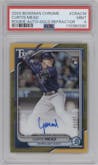 Curtis Mead from the 2024 Bowman Chrome set featuring a Gold Refractor parallel graded by PSA and given an overall grade of 9.