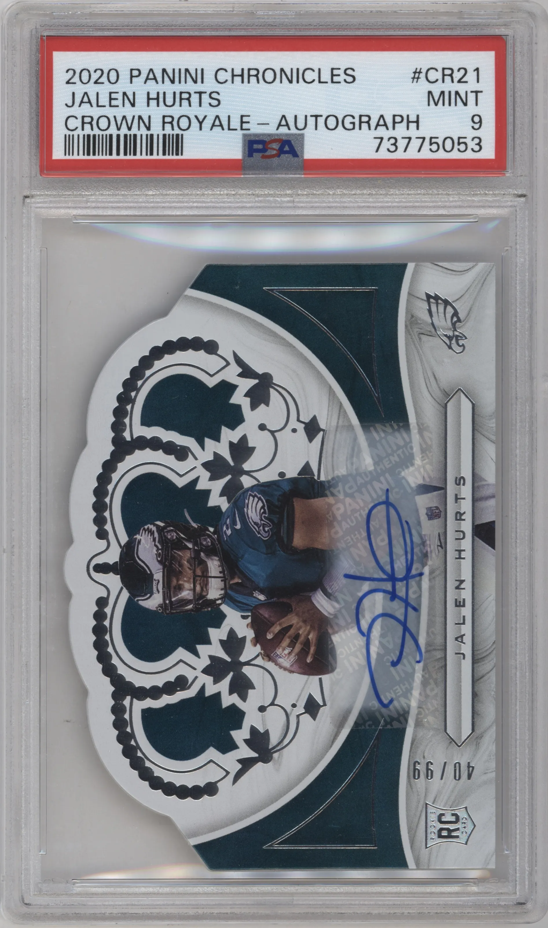 2020 Panini Chronicles Crown Royale Auto Jalen Hurts PSA 9