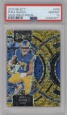 Puka Nacua from the 2023 Panini Select set featuring a Disco Gold parallel graded by PSA and given an overall grade of 10.