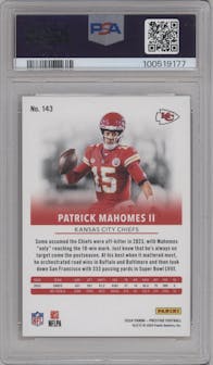 Patrick Mahomes II from the 2024 Panini Prestige  set featuring a Red Premium Xtra Points parallel graded by PSA and given an overall grade of 10.