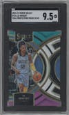 Ja Morant from the 2023-24 Panini Select  set featuring a Teal/White/Pink Prizm parallel graded by SGC and given an overall grade of 9.5.