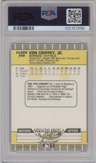 Ken Griffey Jr. from the 1989 Fleer set graded by PSA and given an overall grade of 7.