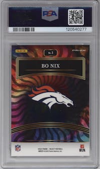 Bo Nix from the 2024 Panini Select set graded by PSA and given an overall grade of 10.