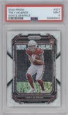 Trey McBride from the 2022 Panini Prizm set featuring a White Sparkle parallel graded by PSA and given an overall grade of 9.