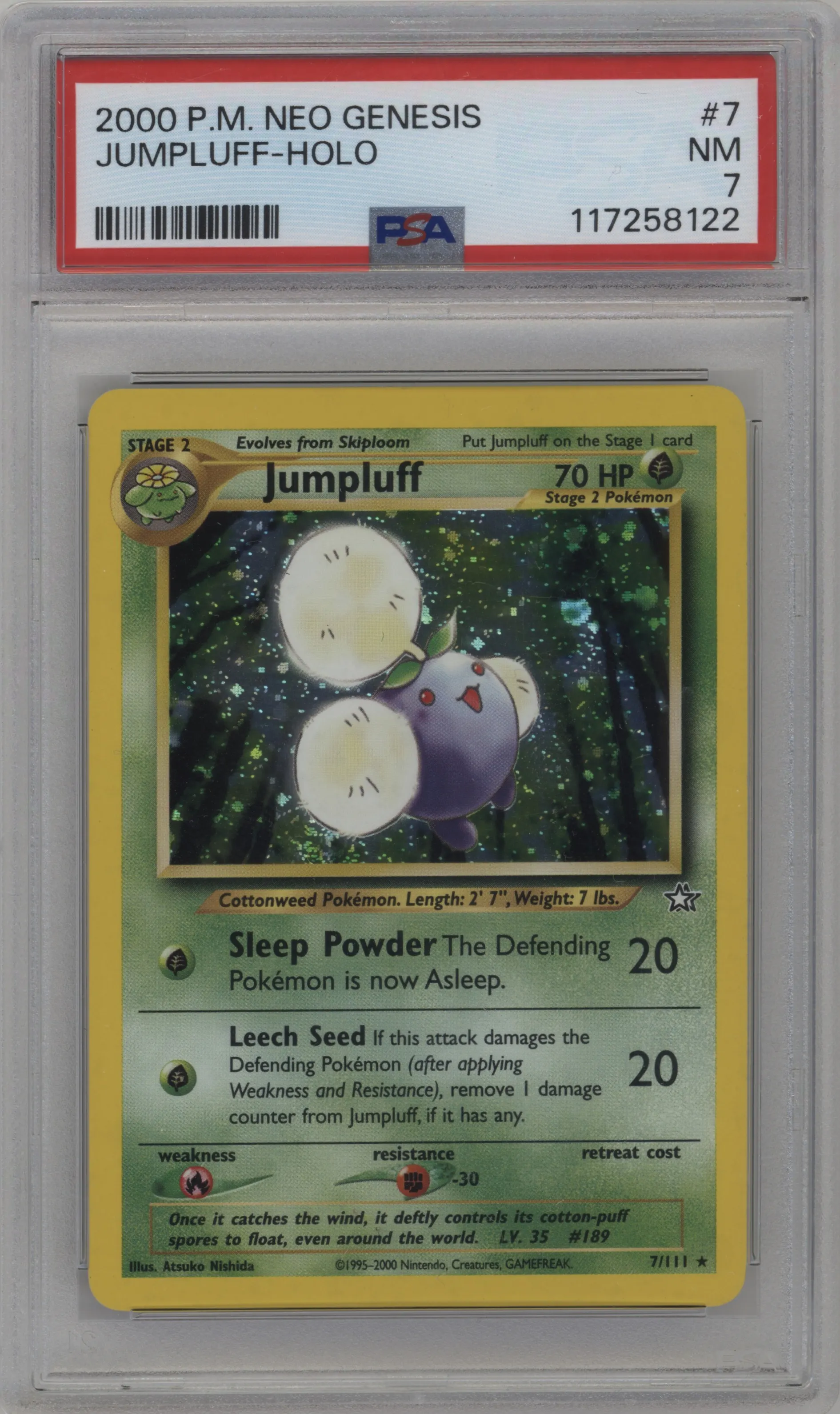 2000 Pokemon Neo Genesis Jumpluff #7 PSA 7