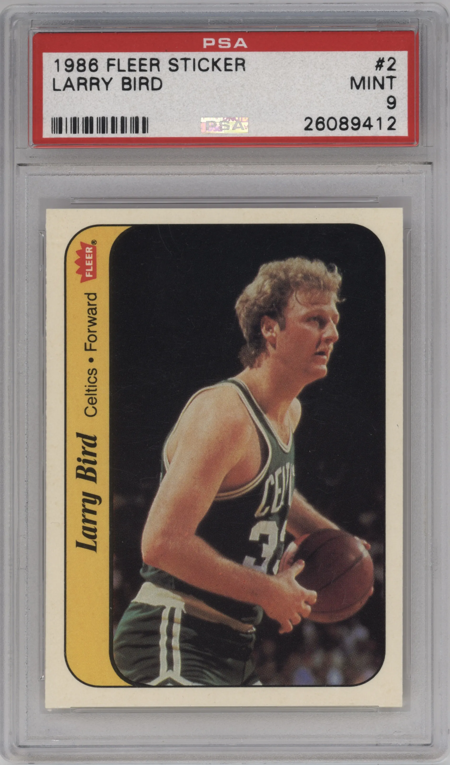 1986 Fleer Stickers Larry Bird #2 PSA 9