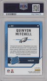 Quinyon Mitchell from the 2024 Donruss set featuring a Red Pandora parallel graded by PSA and given an overall grade of 10.
