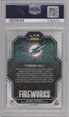 Tyreek Hill from the 2022 Panini Prizm set featuring a Silver Prizm parallel graded by PSA and given an overall grade of 10.