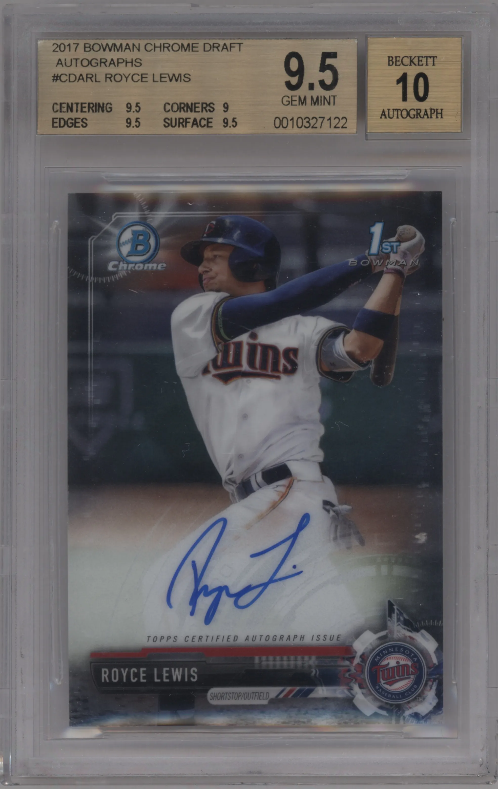 2017 Bowman Draft Chr. DP Auto Royce Lewis #CDA-RL BGS 9.5