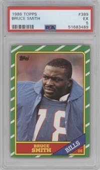 Bruce Smith from the 1986 Topps set graded by PSA and given an overall grade of 5.