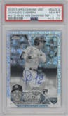 Oswaldo Cabrera  from the 2023 Topps Chrome Update set featuring a B&W Mini Diamond Refractor parallel graded by PSA and given an overall grade of 10.