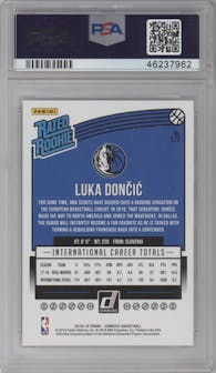 Luka Doncic from the 2018-19 Panini Donruss  set graded by PSA and given an overall grade of 10.