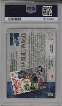 Invisible Woman from the 2024 Upper Deck Marvel Masterpieces '92 Platinum set featuring a Golden Treasures parallel graded by PSA and given an overall grade of 9.