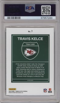 Travis Kelce from the 2023 Donruss Optic set graded by PSA and given an overall grade of 10.