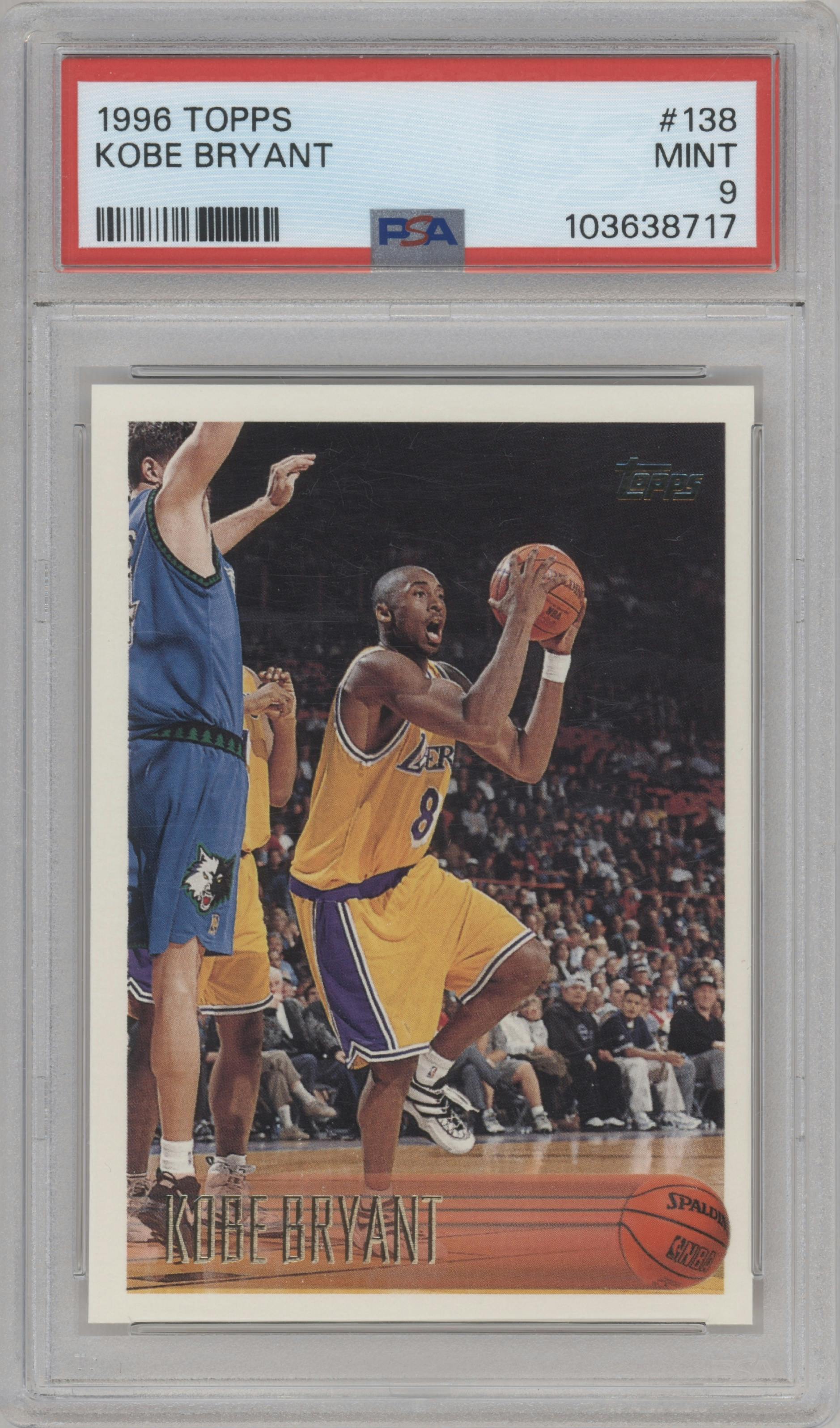 Kobe Bryant  from the 1996-97 Topps set graded by PSA and given an overall grade of 9.