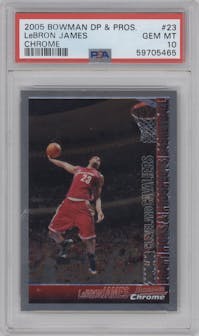 LeBron James from the 2005-06 Bowman set graded by PSA and given an overall grade of 10.