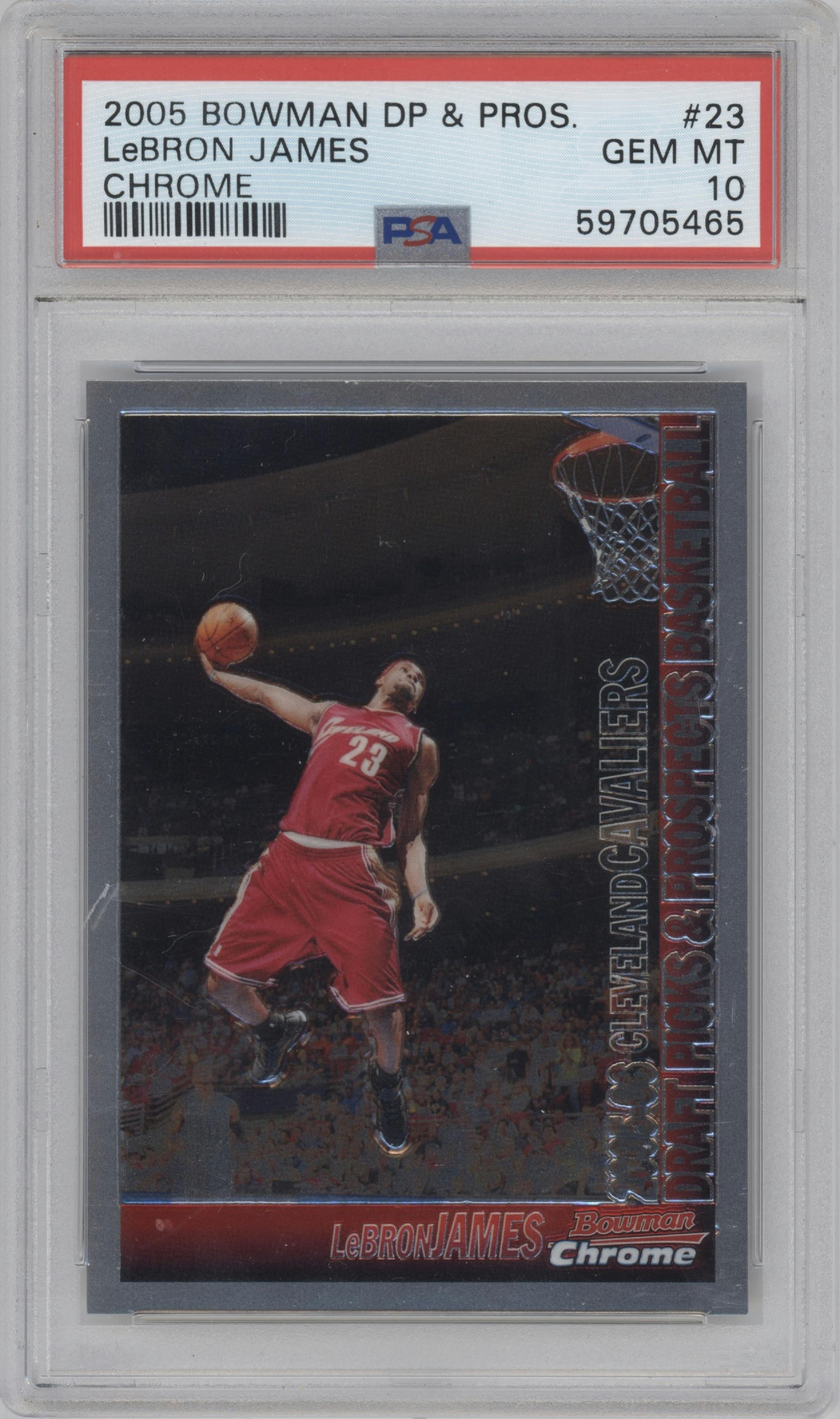 LeBron James from the 2005-06 Bowman set graded by PSA and given an overall grade of 10.