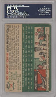 Jackie Robinson from the 1954 Topps set graded by PSA and given an overall grade of 3.