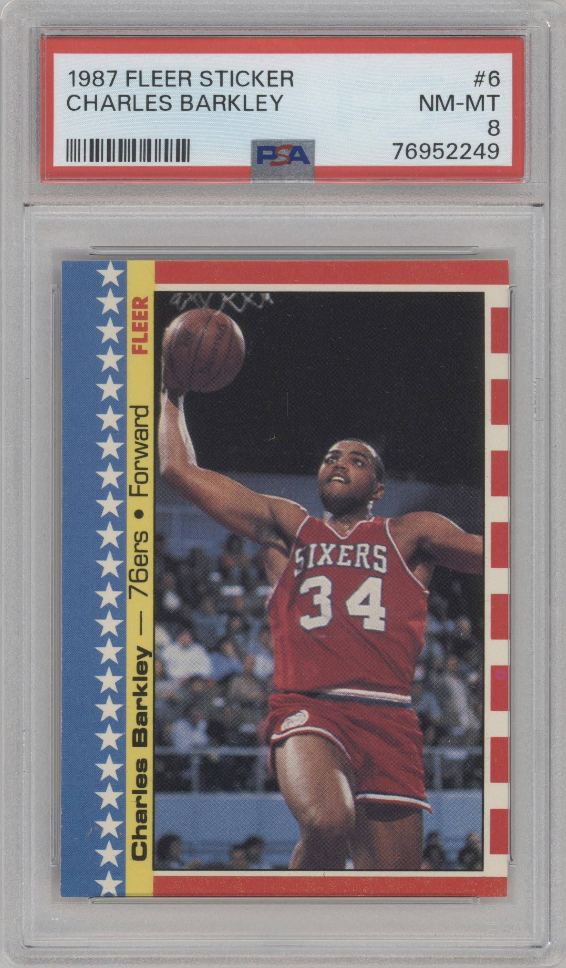 Charles Barkley from the 1987-88 Fleer set graded by PSA and given an overall grade of 8.