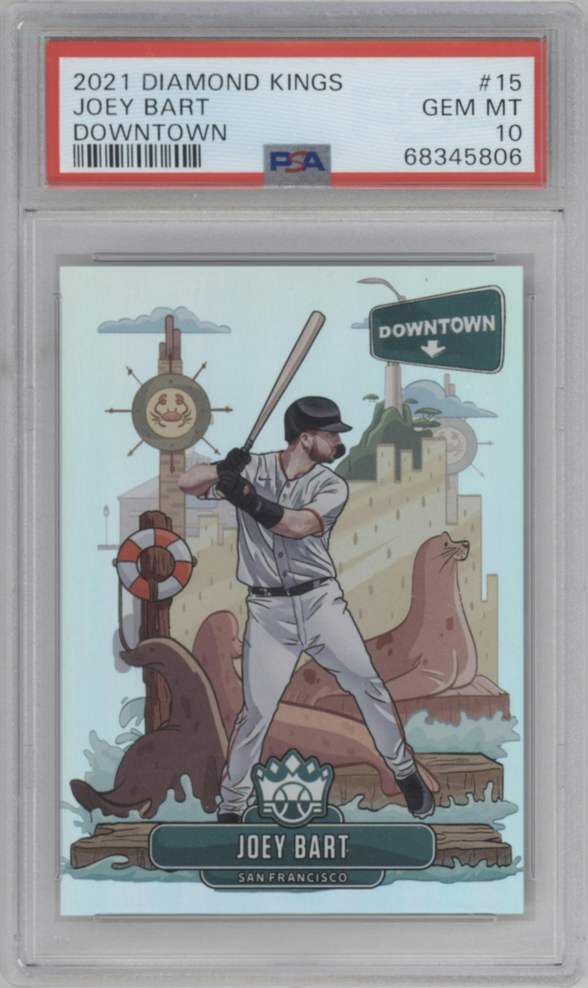Joey Bart from the 2021 Panini Diamond Kings set graded by PSA and given an overall grade of 10.