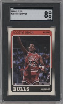 Scottie Pippen from the 1988-89 Fleer set graded by SGC and given an overall grade of 8.