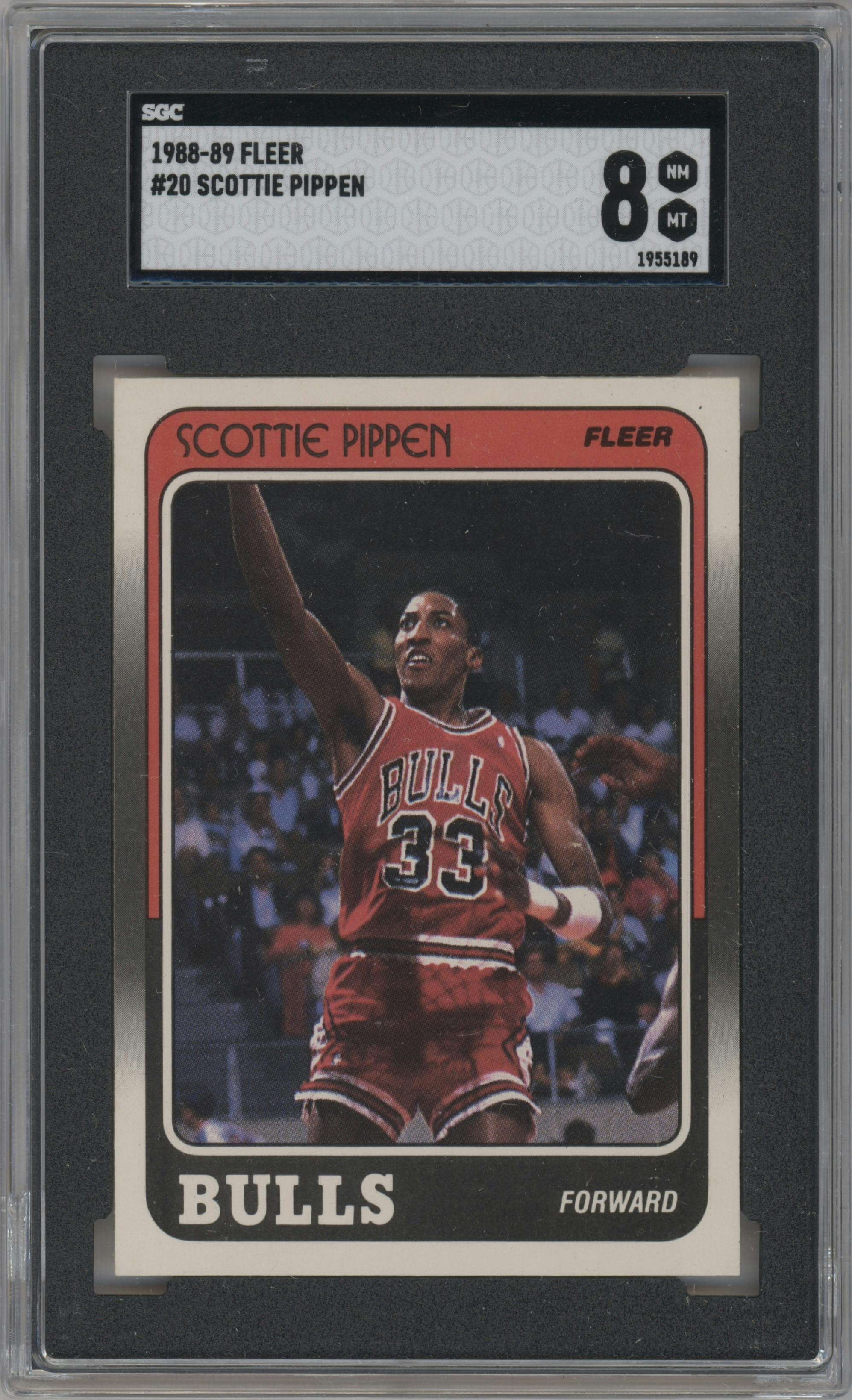 Scottie Pippen from the 1988-89 Fleer set graded by SGC and given an overall grade of 8.